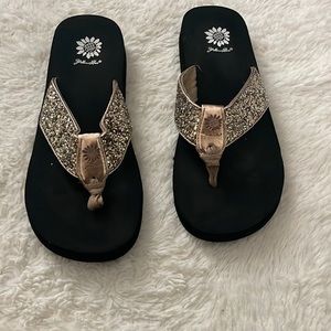 Yellow box Gold Glitter Flip Flops